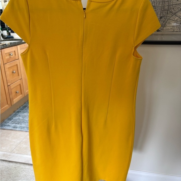 Talbots Yellow Sheath Dress Short Sleeve V-Neck, 10P - Picture 3 of 4